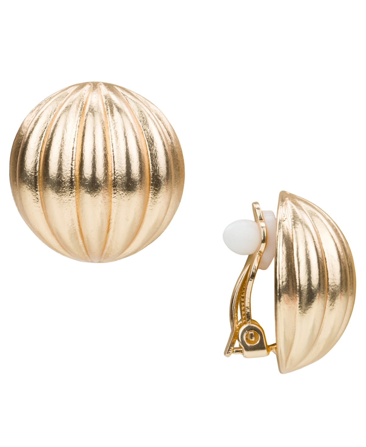 Patricia Nash Scalloped Bead Matte Gold-tone Button Clip Earrings In Gold