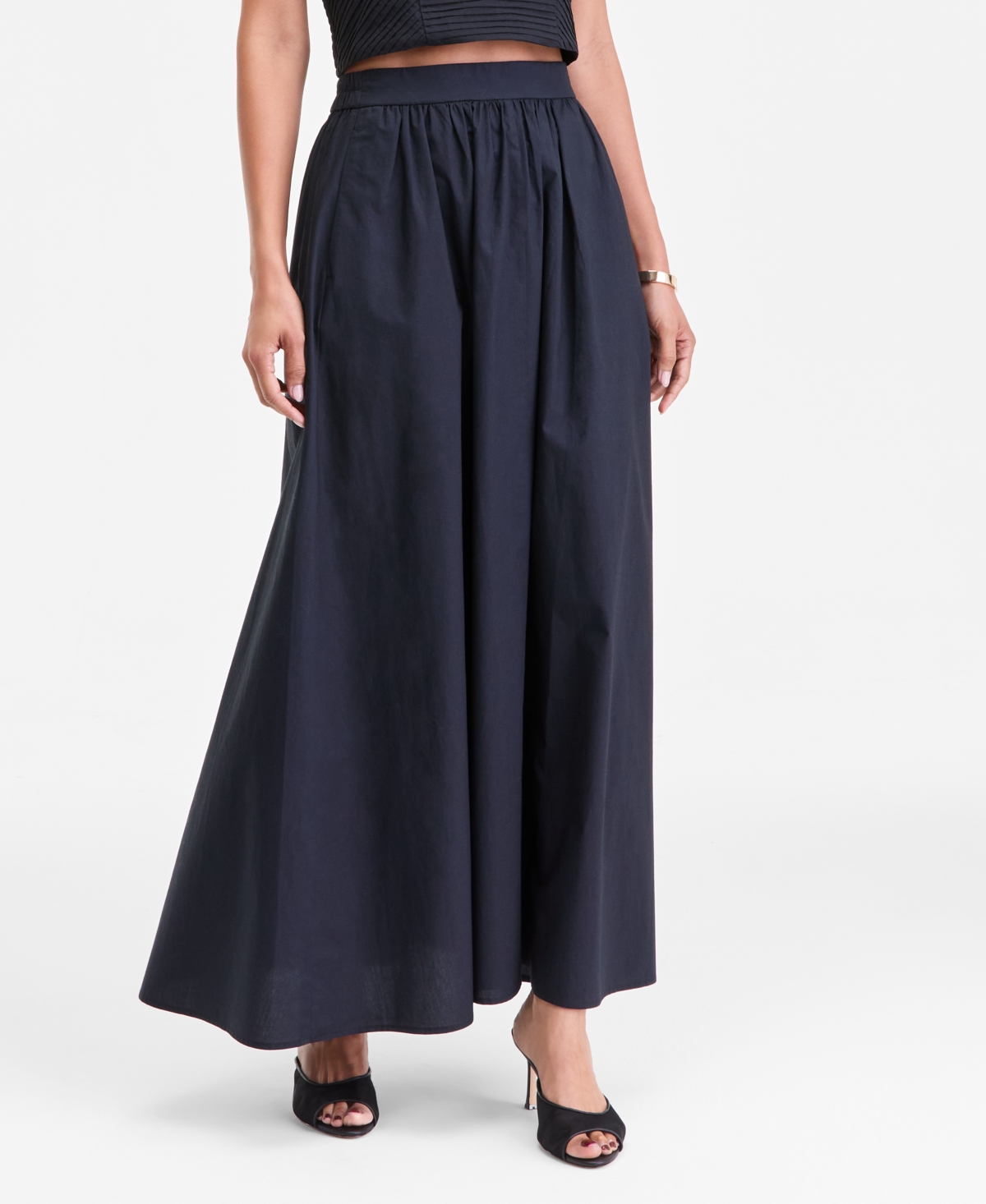 Inc International Concepts Women's Cotton Poplin Maxi Skirt, Macy's Exclusive In Black