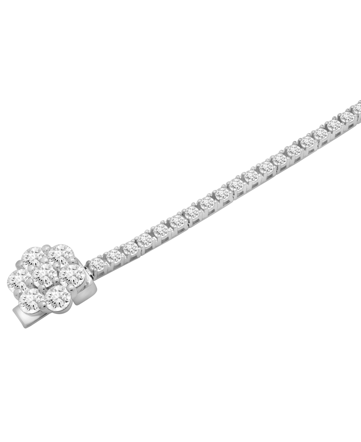 Wrapped In Love Diamond Tennis Flower Bracelet (2-1/2 Ct. T.w.) In 14k White Gold In Metallic