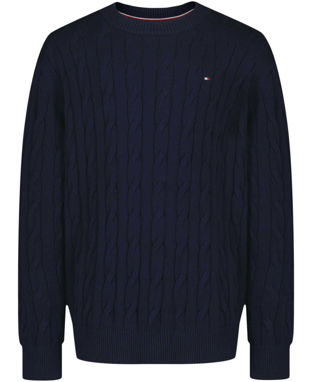Tommy Hilfiger Boys 2t-7 Crewneck Cable Knit Sweater In Blue