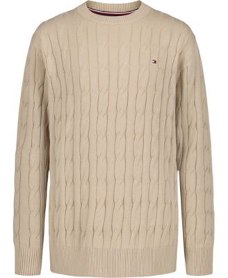 Tommy Hilfiger - Boys 2T-7 Crewneck Cable Knit Sweater