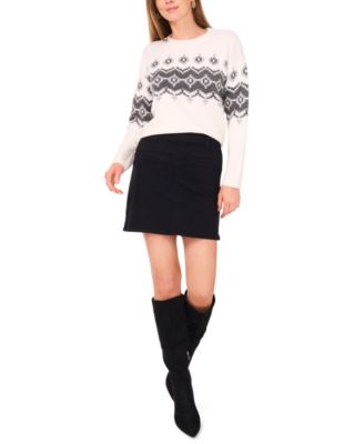 Women's Crewneck Fair Isle Long-Sleeve Sweater