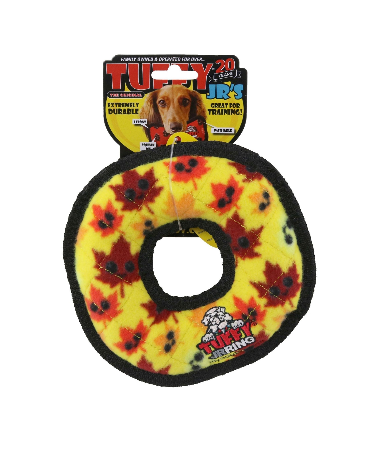 Tuffy Holiday Jr Ring Leaves 2 Pack , Durable Plush Squeaky Dog Toy