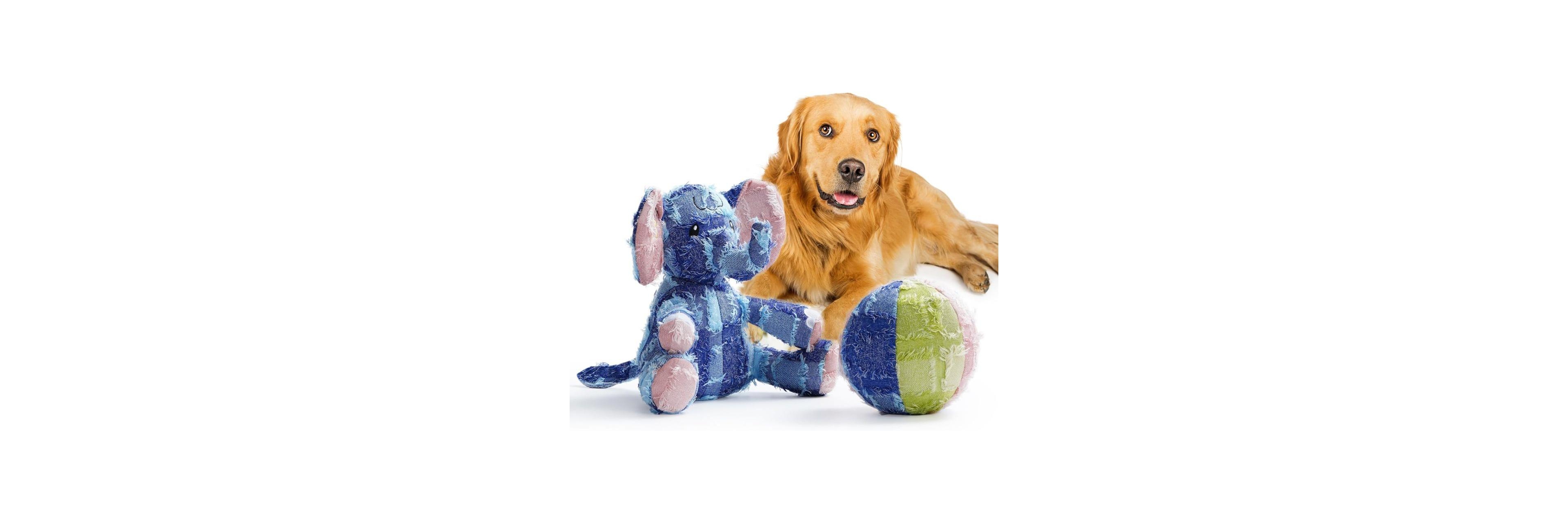 Nocciola Patchwork Pals Elephant & Ball Variety Pack Tough Squeaky Interactive Dog Toy