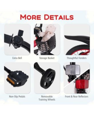 16 Inch Kids Bike with Storage Basket and Double Brake for Ages 4–8, Red