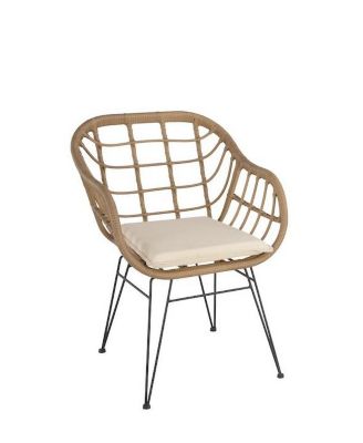 Faux Rattan Basket Chair Set With Mosiac Accent Table