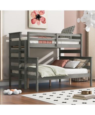 Wood Twin over Full Bunk Bed with Ladder