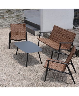 All-Aluminum Detachable Wicker Frog Chair Set - 4 Pieces