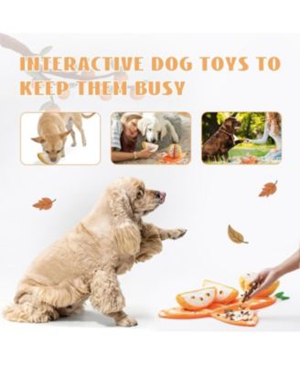 5-in-1 Orange Dog Enrichment Toys, 4 Orange Slices with a Peel Snuffle Mat for Treats Hunting Fun
