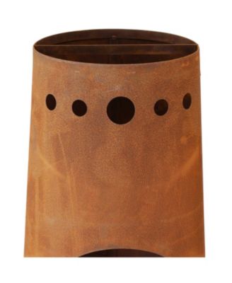 Outdoor Backyard Patio Steel Santa Fe Wood-Burning Fire Pit Chiminea with Wood Grate - 50" - Rustic Finish