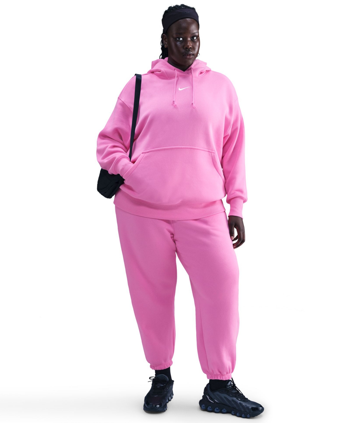 Nike Sportswear Plus Size Phoenix Fleece Oversized Pullover Hoodie In Pink