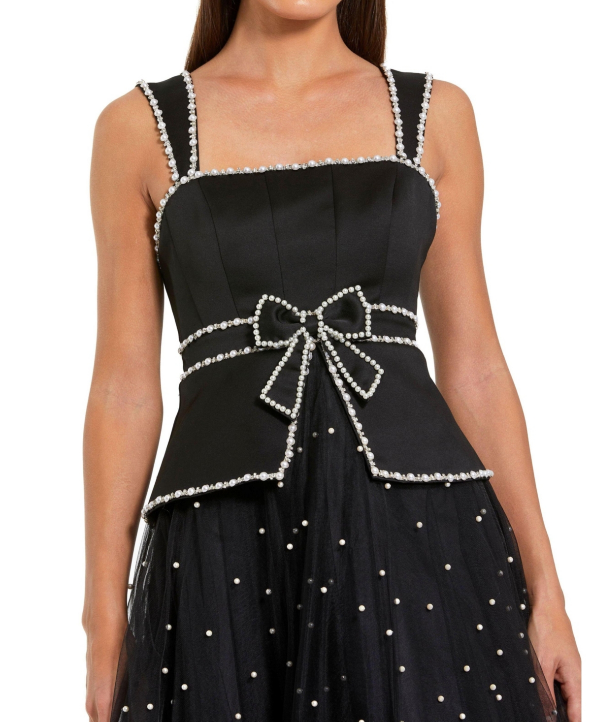 Mac Duggal Women's Sleeveless Embellished Crepe And Tulle Midi Dress