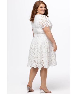 Women's Lace Little White Party Dress with Cap Sleeve