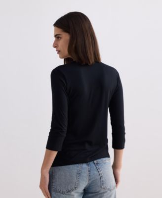 Women's Twist Front Knit Shirt in Black
