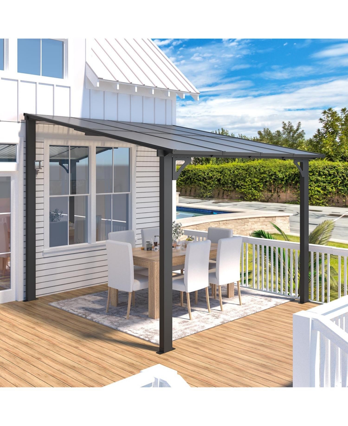 Aecojoy 8'x8' Wall Mounted Gazebos Pergola