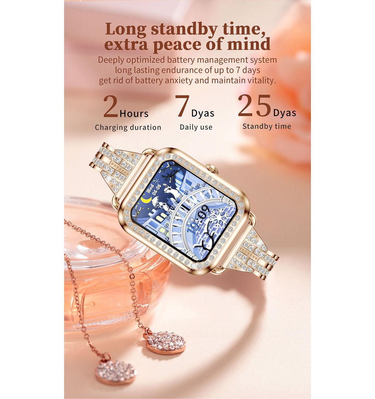 Ruxing Smart Watch Bluetooth Call Heart Rate Monitor IP67 Waterproof Fitness Tracker for Men Women -Gold