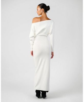 Women's Off Shoulder Sweater Midi Dress
