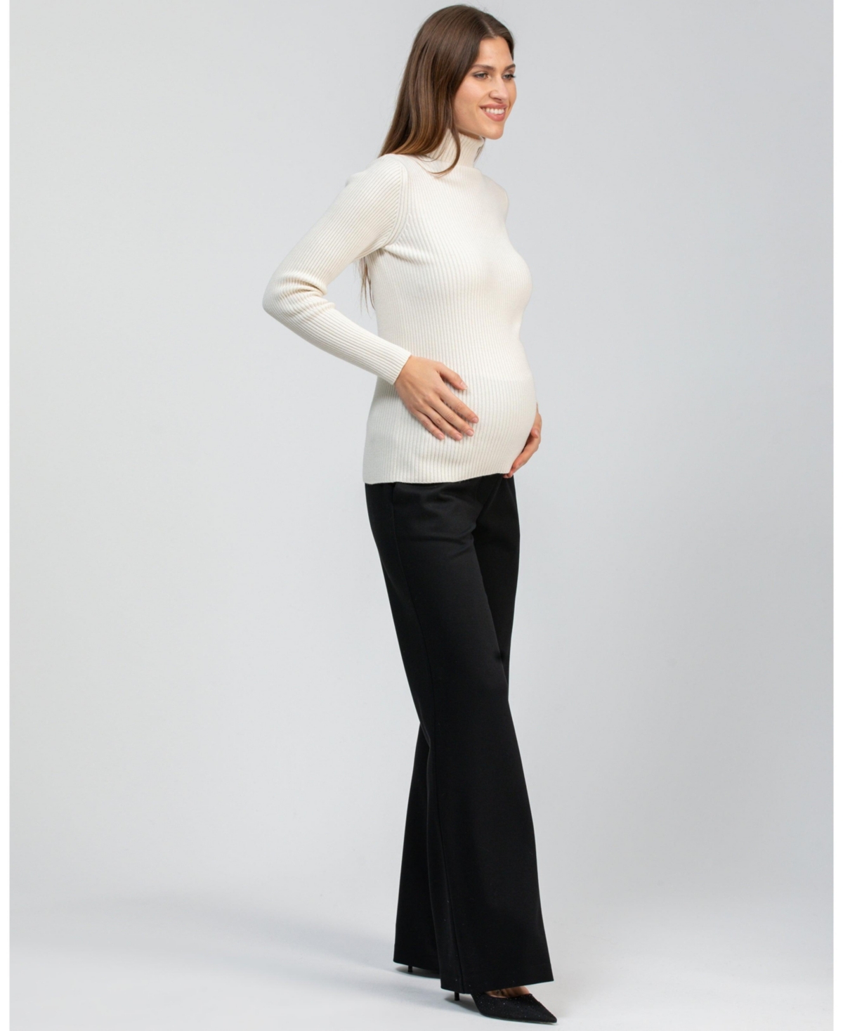 Pietro Brunelli Maternity Black Tailored Robin Trousers with Stretch Waistband
