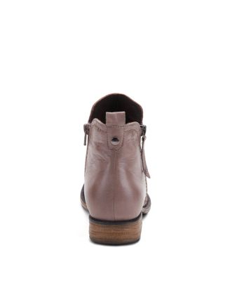 Oziel Leather Bootie with Decorative Zipper and Chunky Sculpted Heel