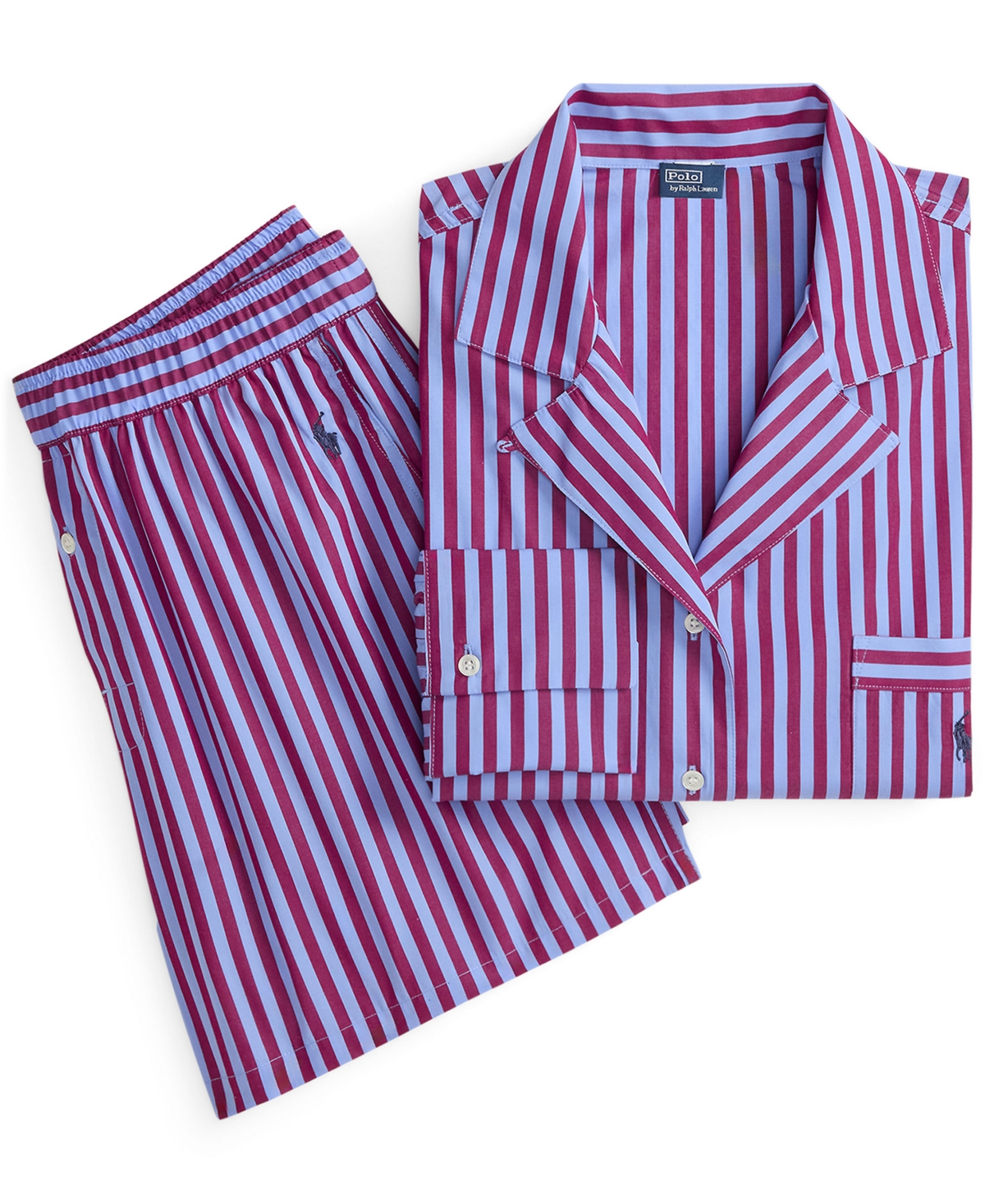 Polo Ralph Lauren Women's 2-piece Cropped Shirt And Boxer Shorts Pajama Set In Purple