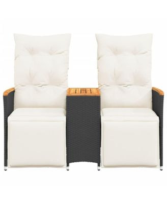 Reclining Garden Sofa Black, Cream White