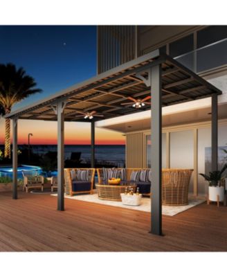 14'X10' Hardtop Gazebo Outdoor Pergola Lean to Metal Pergolas