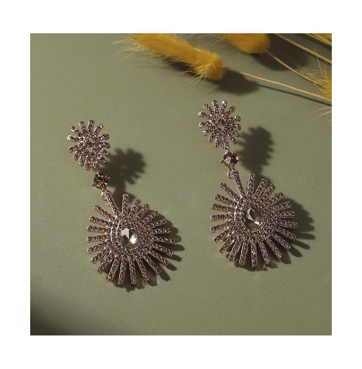Sohi Maxi Crystal Drop Earrings In Gold