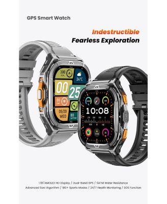 1.96" AMOLED Smart Watch for Women Men Outdoor Sport Multifunctional With Bluetooth Calling,Intelligent Reminder 5 ATM -Black