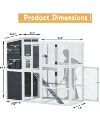 Large 4 Tiers Catio Outdoor Cat Enclosure with Weatherproof Roof