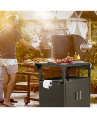 Outdoor Grill Table, 3-Tier Pizza Oven Stand Stainless Steel BBQ Prep Table