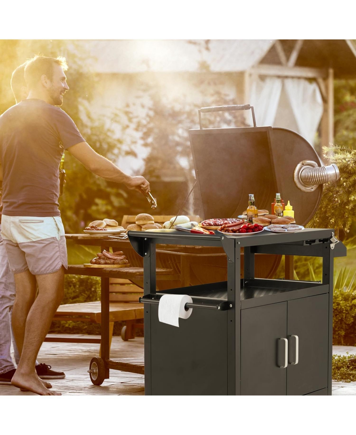 Aecojoy Outdoor Grill Table, 3-Tier Pizza Oven Stand Stainless Steel Bbq Prep Table