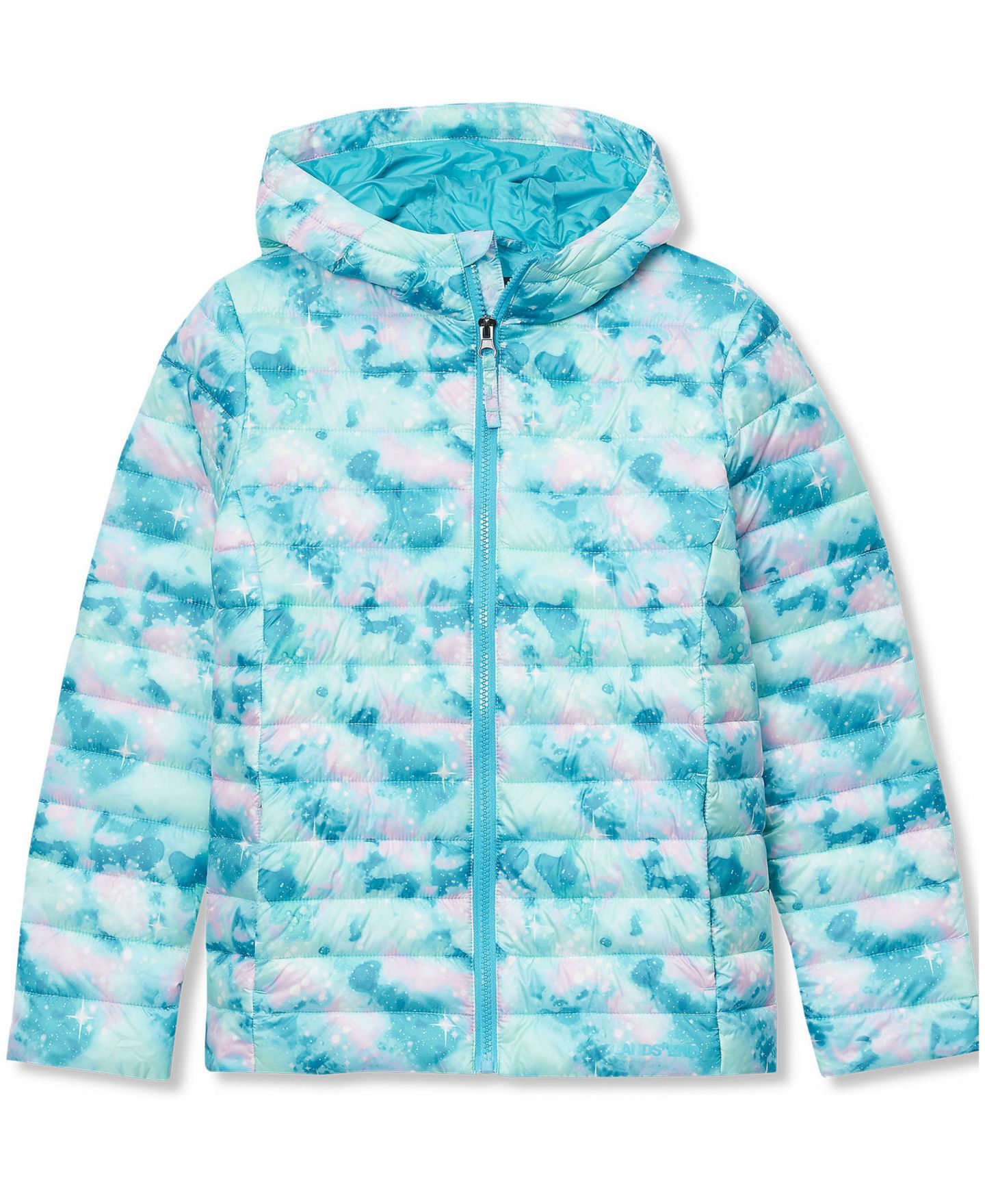 Куртка Lands' End FeatherFree Insulated Hooded Packable для девочек, цвет: Аквамариновый, вариант 1 — фото 3
