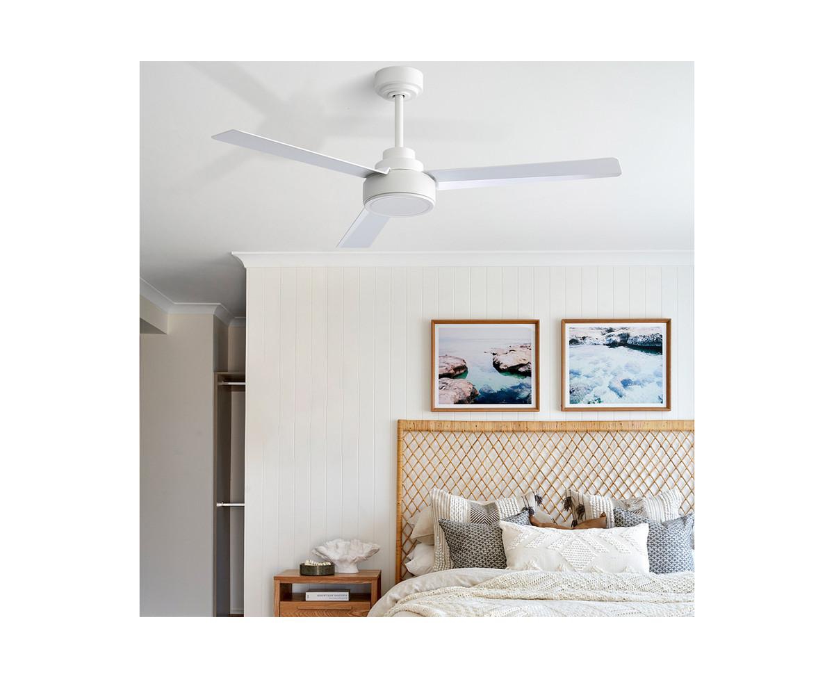 52-inch Modern White 3-Blade without Light Ceiling Fan with Six Speed Remote Control and Timing Function for Indoor