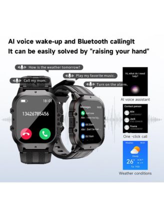 1.96'' AMOLED HD Large Screen Smart Watch For Men With Movement Call, Heart rate Blood oxygen Blood pressure monitoring, 1ATM -Blue line