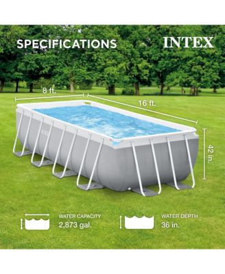 16 Foot x 42 Inch Prism Frame Rectangular Above Ground Swimming Pool Set