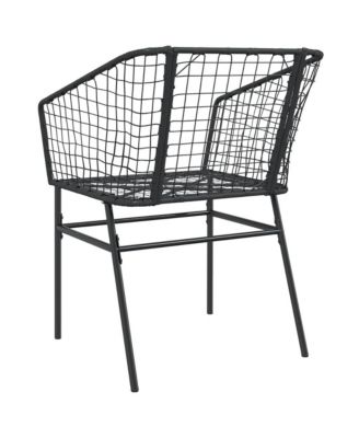 Garden Chair Black PE Rattan, Powder-Coated Steel Durable
