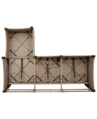 Reclining Garden Sofa Beige PE Rattan Medium Adjustable Armrests