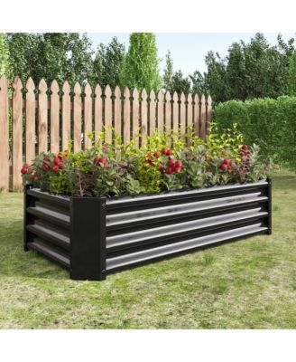 47.24"Metal Raised Garden Bed, Rectangle Raised Planter 4×2×1ft for Flowers Plants, Vegetables Herb Black