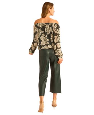 Women's Floral Off-The-Shoulder Long-Sleeve Top