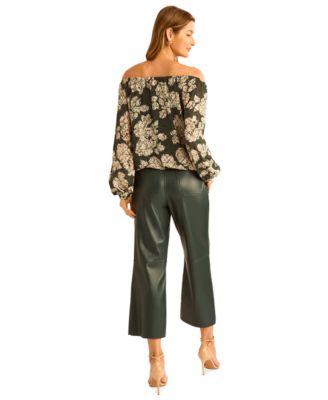 Women's Faux-Leather Wide Leg Pants