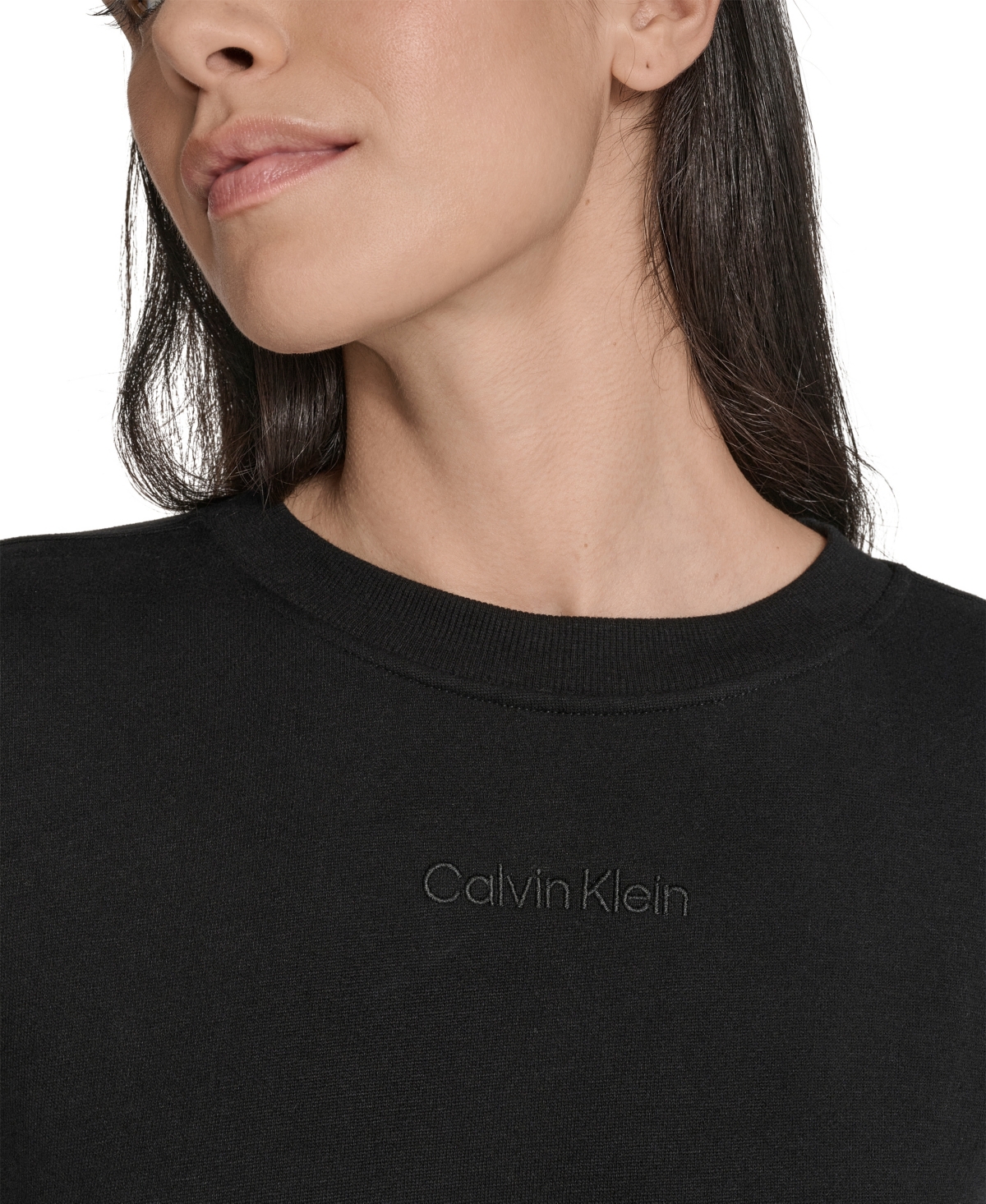 Calvin Klein Women's Performance Crew Neck Oversized Sweatshirt In Black