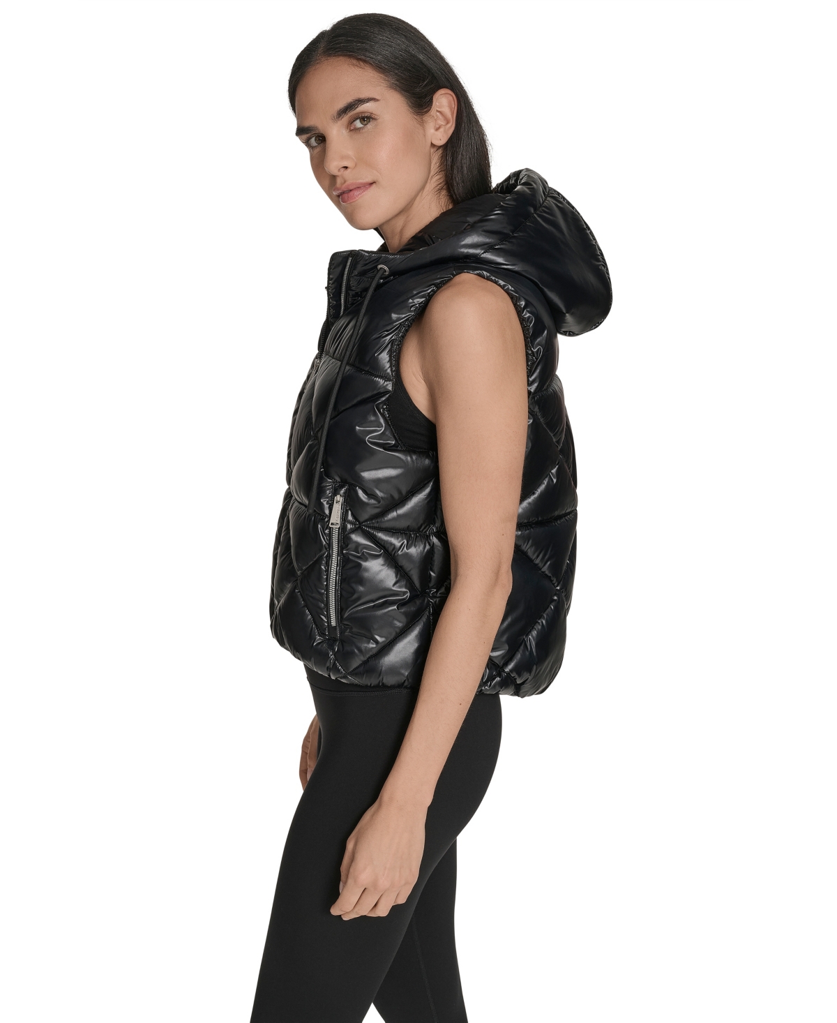 Calvin Klein Women's Performance Diamond Quilt Hooded Puffer Vest