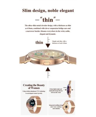 RUXING Women's Smart Watch 1.32" Full Touch Screen Bluetooth Call Silver Strap Round Dial