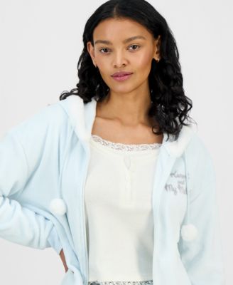 Juniors' Kuromi & My Melody Zip-Front Faux Fur-Lined Hoodie