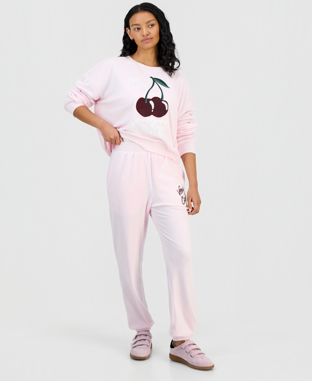 Grayson Threads, The Label Juniors' Very Cherry Velour Jogger Pants In Pink