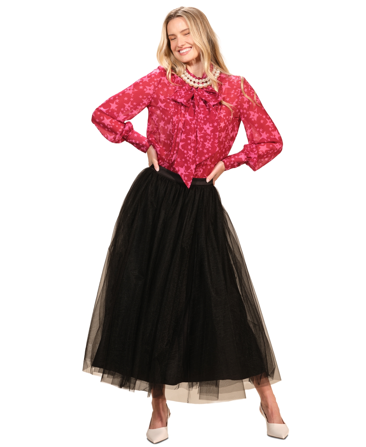 Isaac Mizrahi Women's Tulle Full Midi Skirt In Black