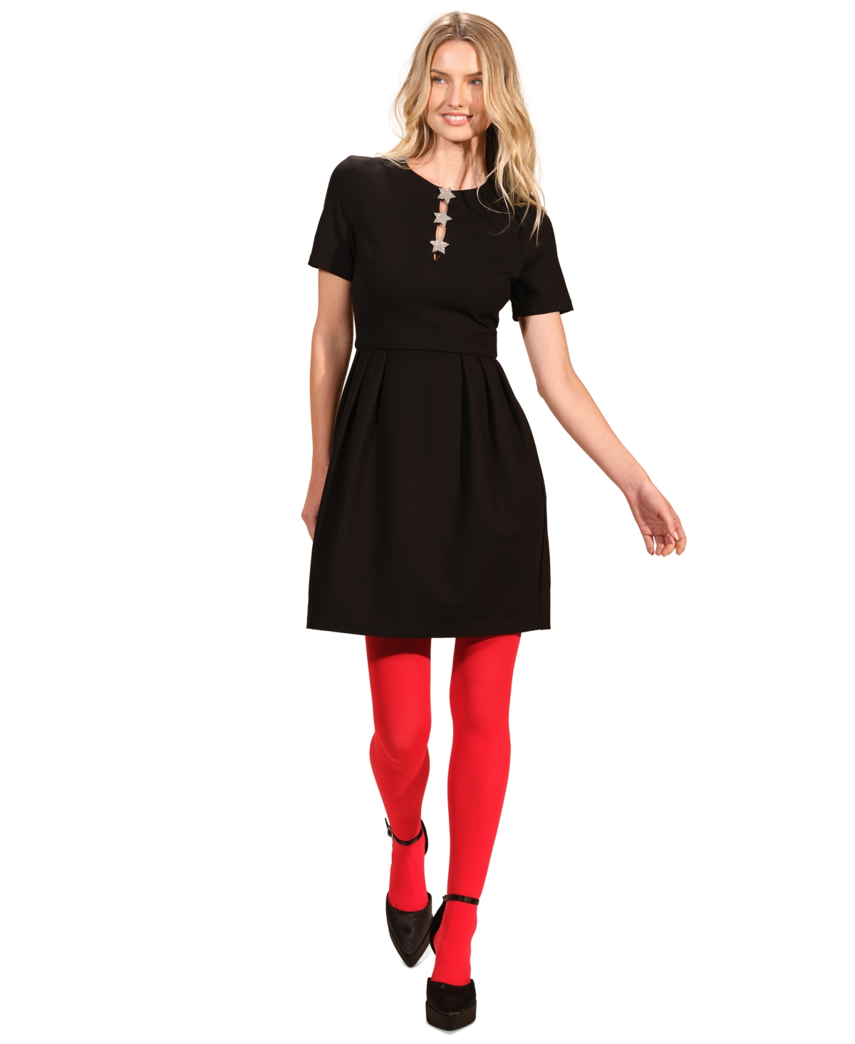 Isaac Mizrahi Women's Short Sleeve Ponte Mini Dress