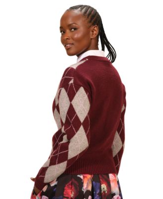 Women's Argyle Long Sleeve Sweater