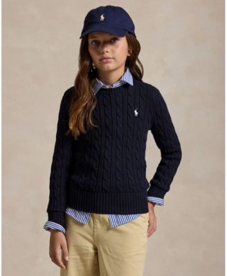 Girls' 7-16 Cable-Knit Long Sleeves Sweater