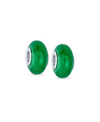 Sterling Silver Blue Green Stabilized Turquoise Gemstone Spacer Bead Charm Bead for Bracelet (Set)
